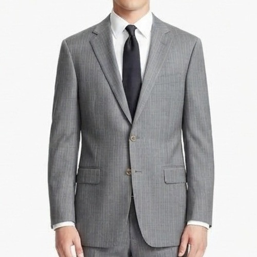 Brooks Brothers 346 Blazer Mens 40R Grey Pinstripe Wool Blend Stretch Sport Coat